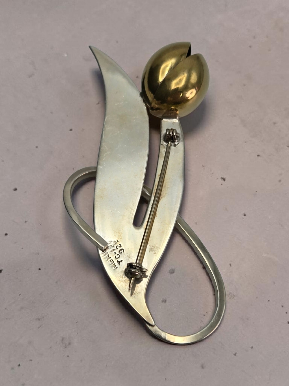Vintage Taxco Mexico Sterling Silver Modernist Brooch TC-126 Abstract MCM 21g - Picture 8 of 11